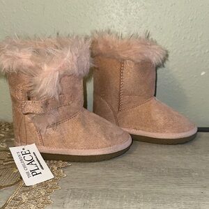 The Children's Place Blush Faux Fur Baby Boots